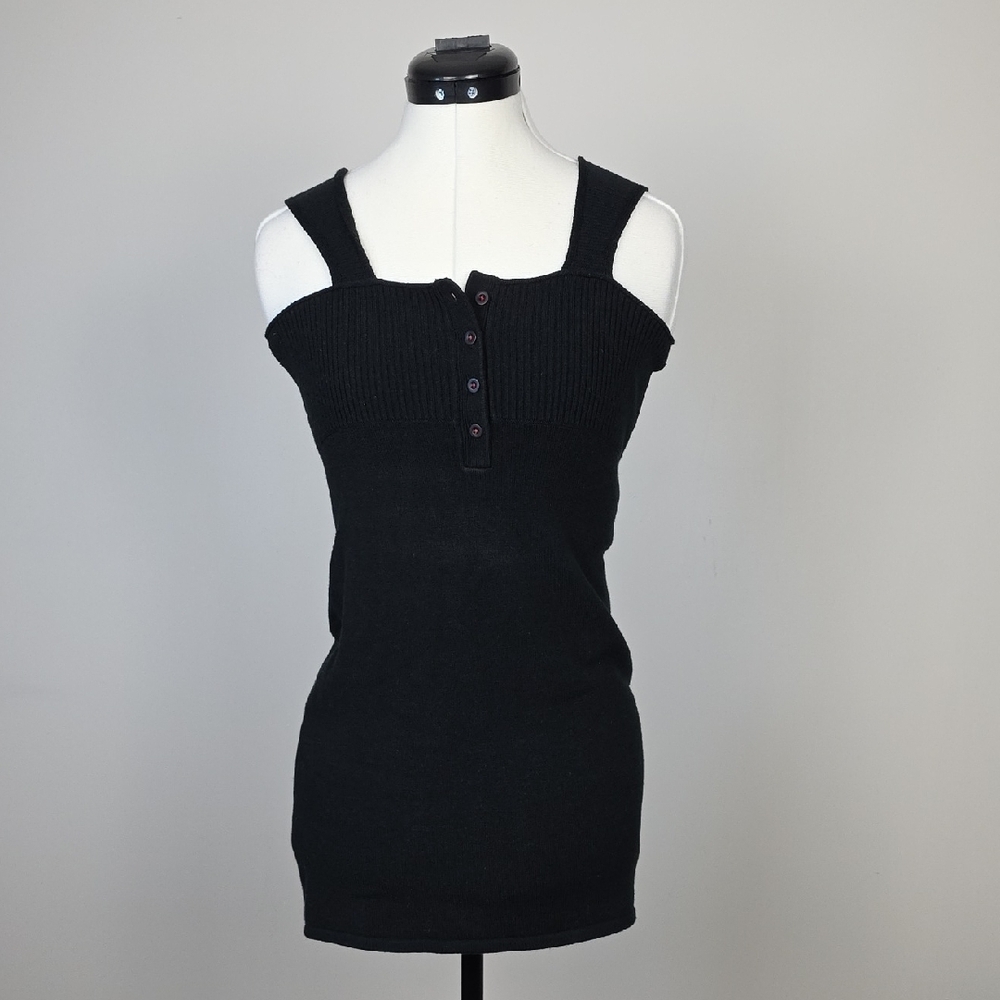 Y2K Twik Ribbed Knit Tank Top – Black – Size XS